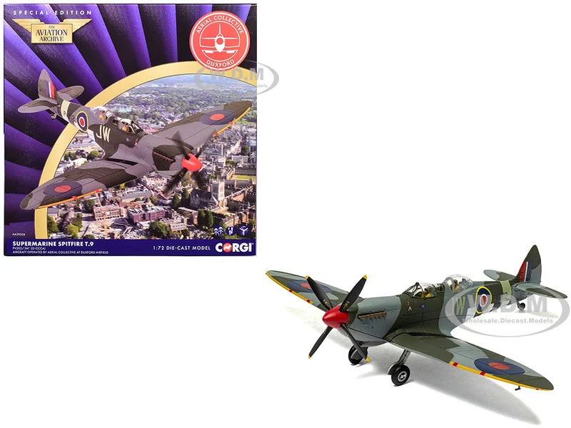 Supermarine Spitfire T.9 Aircraft "PV202, Aerial Collective at Duxford Airfield" British Royal Air Force "The Aviation Archive" Series 1/72 Diecast Model by Corgi - Military Models