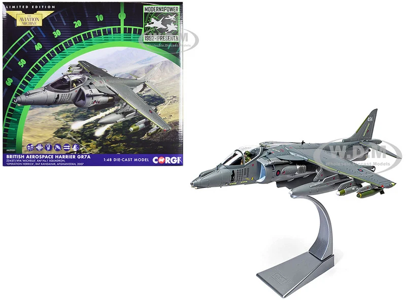 British Aerospace Harrier GR7A Aircraft "Michelle, RAF No.1 Squadron, Operation Herrick, RAF Kandahar, Afghanistan" (2007) Royal Air Force "The Aviation Archive" Series 1/48 Diecast Model by Corgi - Military Models