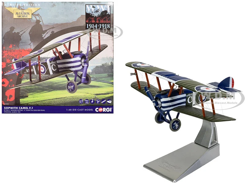 Sopwith Camel F.1 Aircraft "B7190, Donner Wetter!, 'C' Flight No. 10 Squadron" (1918) Royal Naval Air Service "The Aviation Archive" Series 1/48 Diecast Model by Corgi - Military Models