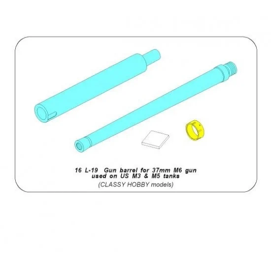 Aber 16L-19 1/16 US M3 & M5 Tanks 37mm M6 Gun Barrel for Classy Hobby kits
