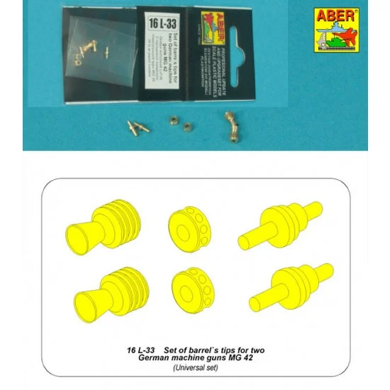 Aber 16 L-33 1/16 German Machine Guns MG 42 Barrel's Tips (for 2)