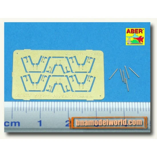 Aber 350L-46 1/350 4cm Flakvierling 28 Gun Barrels w/Shields for German Warships (6pcs)