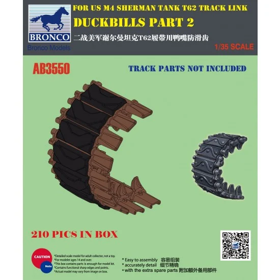 Bronco AB3550 1/35 Duckbills Part 2 for US M4 Sherman Tank T62 Track Links - Military Vehicles & Tanks