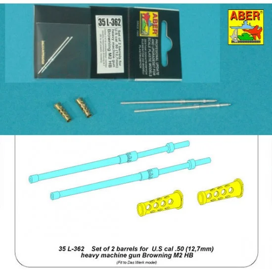 Aber 35 L-362 1/35 US cal .50 12.7mm Heavy Machine Gun Browning M2 HB Barrels for Das Werk kit