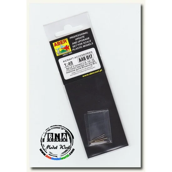 Aber A48017 1/48 Turned US .50 Cal 12.7mm Standard Barrels for Machine Gun Browning M2 x2pcs - Model Planes