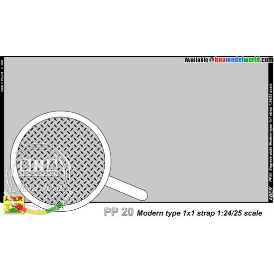 Aber PP20 Engrave Plates (140mm x 77mm) - Modern Type 1x1 Strips, for 1/24 &1/25 scale