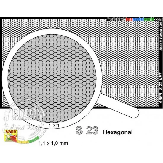 Aber S23 Net with Hexagonal Mesh 1.1mm x 1.0mm (Dimensions: 75mm x 42mm) - Military Vehicles & Tanks