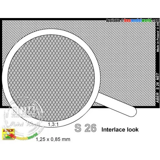 Aber S26 Net with Interlaced Mesh 0.8mm x 0.8mm (Dimensions: 75mm x 42mm) #S26 - Military Vehicles & Tanks