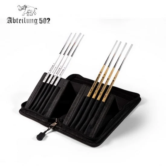 Abteilung 502 ABT-AKSK Abteilung Zipper Case w/Brushes (4 Marta Kolinsky & 4 Siberian Kolinsky)