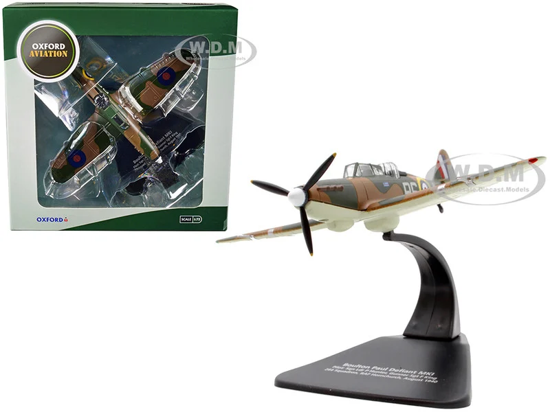 Boulton Paul Defiant MK I Fighter Plane Pilot: Sqn Ldr P Hunter, Gunner Sgt F King 264 Squadron, RAF Hornchurch (August 1940) "Oxford Aviation" Series 1/72 Diecast Model Airplane by Oxford Diecast - Military Models