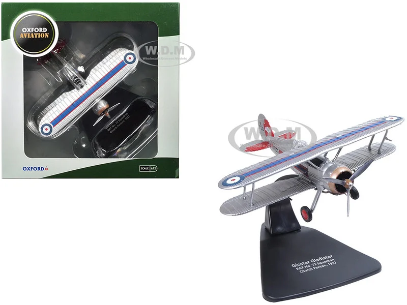 Gloster Gladiator Fighter Aircraft "No. 72 Squadron, Church Fenton" (1937) British Royal Air Force "Oxford Aviation" Series 1/72 Diecast Model Airplane by Oxford Diecast - Military Models