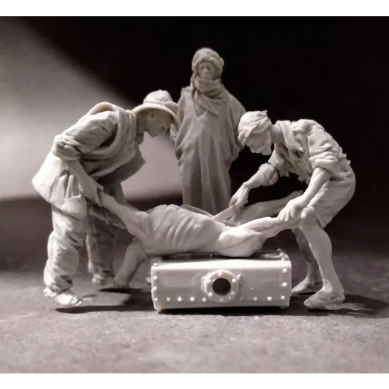 AC Models 35073 1/35 LRDG Crews Preparing Fresh Meat (3 figures, gazelle, camel tank) - Model Figures