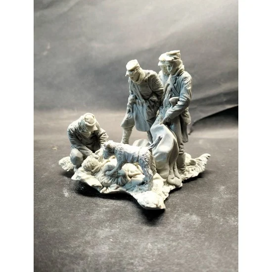 AC Models 54006 54mm Scale WWI French Trench Rescue Team (5 figures with dog and base) - Model Figures