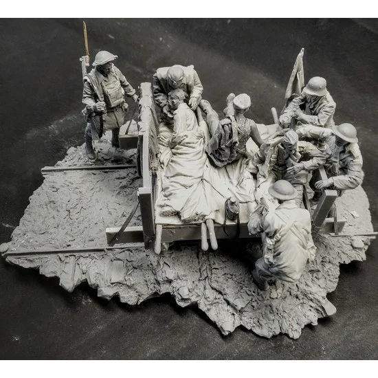 AC Models 54007 54mm Scale WWI First Aid Trolley, Base and 8 Figures - Model Figures