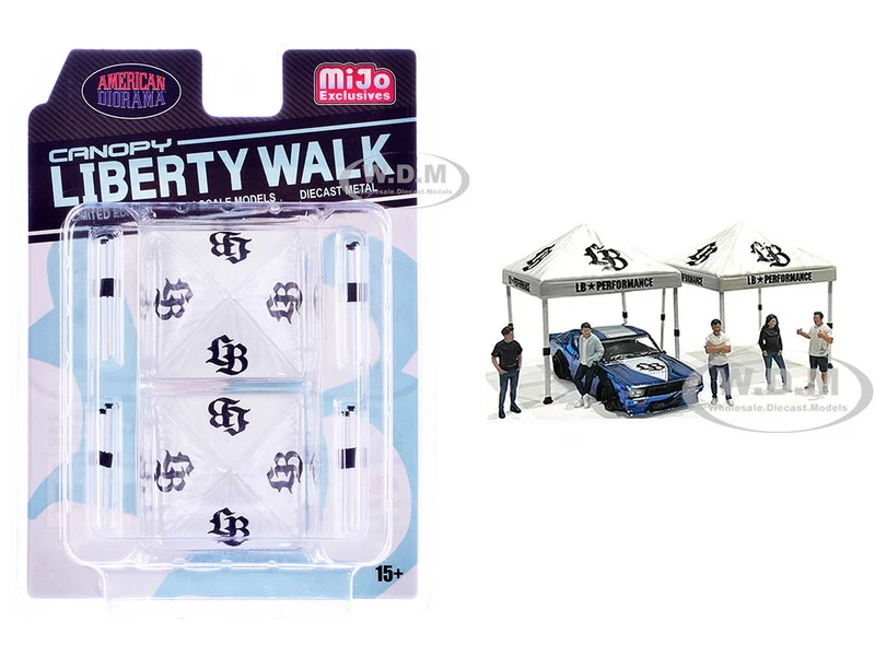"Liberty Walk" Canopy 2 Piece Set White Limited Edition for 1/64 Scale Models by American Diorama - Accessories