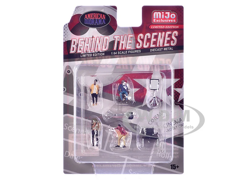 "Behind The Scenes" 7 piece (4 People, 3 Accessories) Diecast Figures Set 1/64 Scale Models by American Diorama