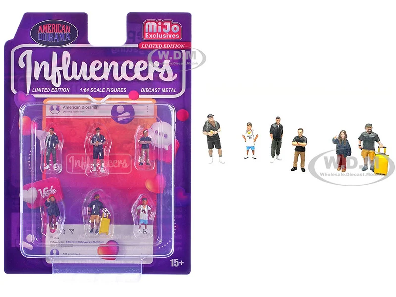 "Influencers" 6 piece Diecast Figure Set Limited Edition for 1/64 Scale Models by American Diorama - Figures
