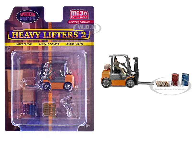 "Heavy Lifters 2" 4 piece Diecast Set Limited Edition for 1/64 Scale Models by American Diorama - Figures