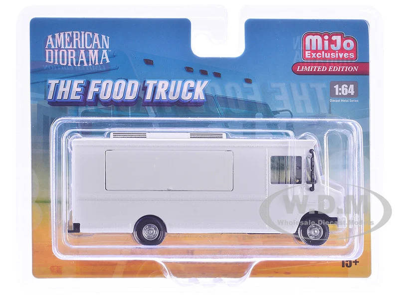 Food Truck Plain White with Graphics 1/64 Diecast Model by American Diorama - Other