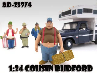 Cousin Budford "Trailer Park" Figure For 1:24 Scale Diecast Model Cars by American Diorama - Accessories