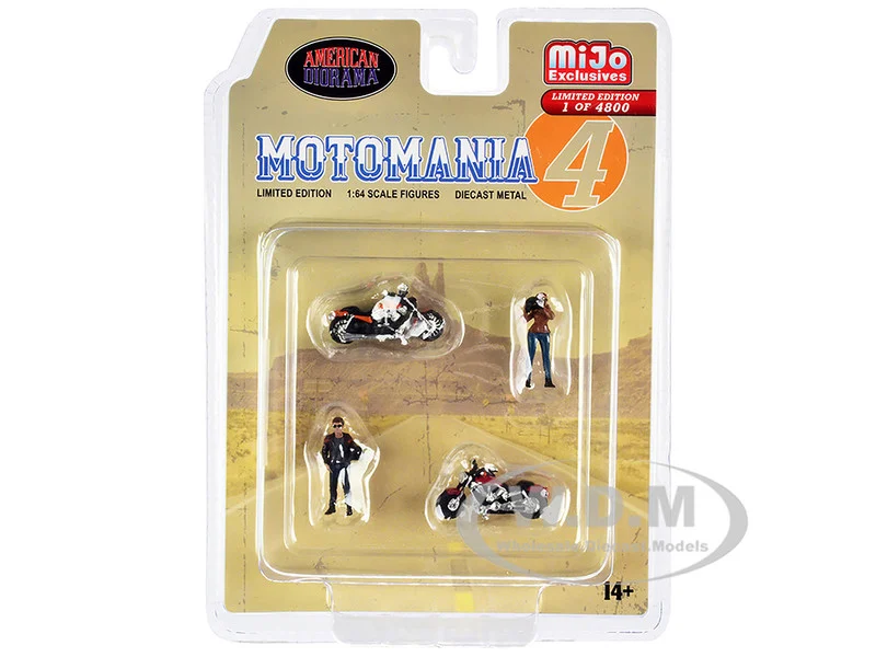 "Motomania 4" 4 piece Diecast Set (2 Figures and 2 Motorcycles) Limited Edition to 4800 pieces Worldwide for 1/64 Scale Models by American Diorama - Accessories