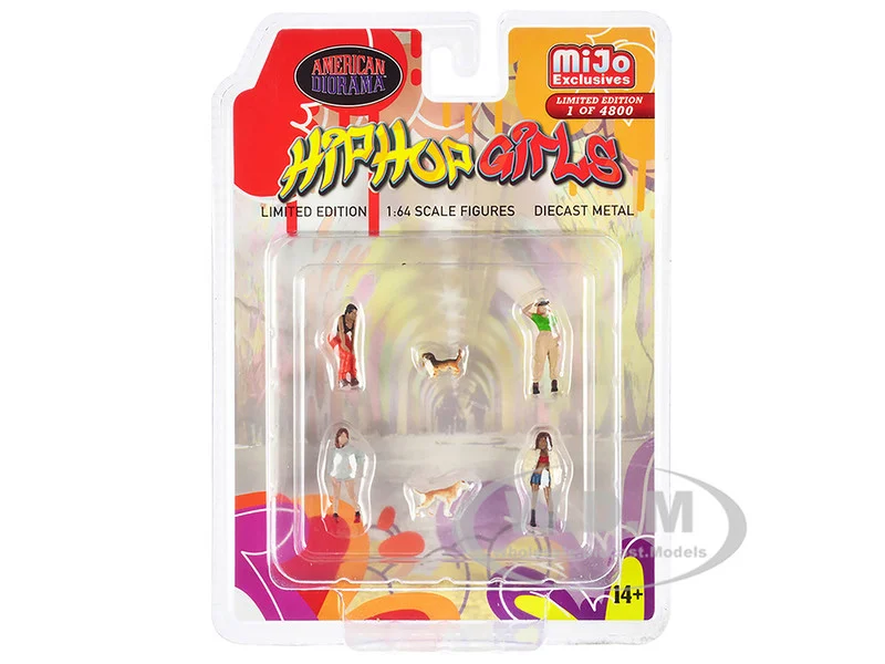 "Hip Hop Girls" 6 piece Diecast Set (4 Women, 2 Dog Figures) Limited Edition to 4800 pieces Worldwide 1/64 Scale Models by American Diorama - Accessories