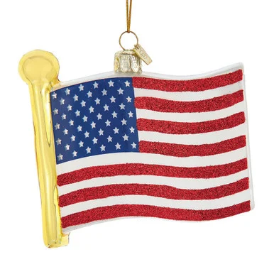 Noble Gems™ American Flag Glass Ornament NBX0129 - Kurt S. Adler