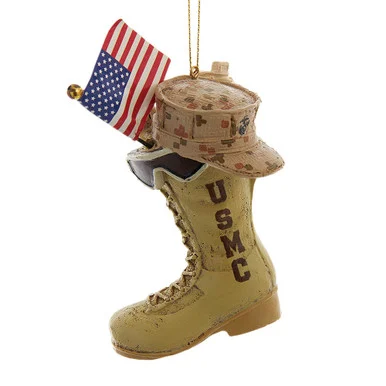 U.S. Marine Corps® Boot With Flag Ornament MC2232 - Kurt S. Adler
