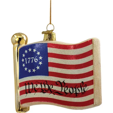 Glass "1776 We The People" American Flag Kurt Adler (C7777) - Kurt S. Adler