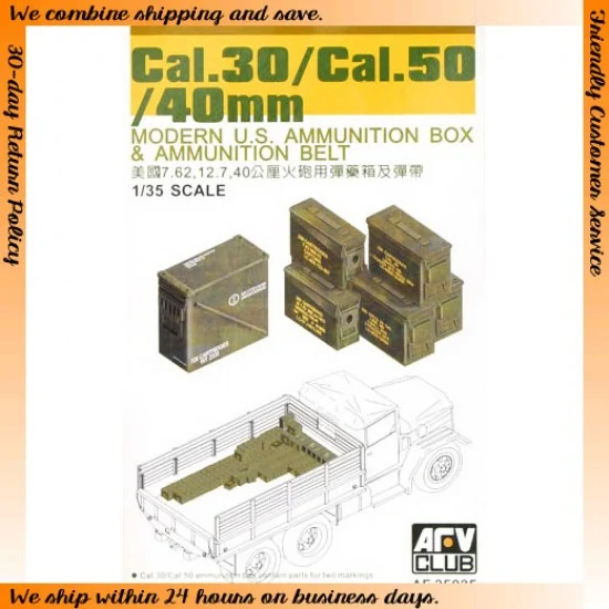 AFV Club AF35035 1/35 Cal.30 & Cal.50 40mm Modern US Ammo Boxes & Ammunition Belt - Military Vehicles & Tanks
