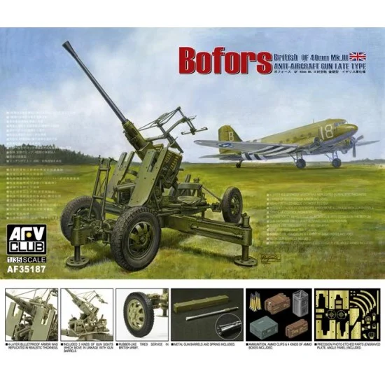 AFV Club AF35187 1/35 Bofors 40mm Mk.III Anti Aircraft Gun (British Version) - Military Vehicles & Tanks