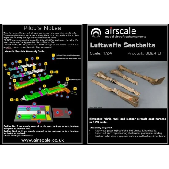 Airscale SB24LFT 1/24 Luftwaffe Seatbelts - Model Planes