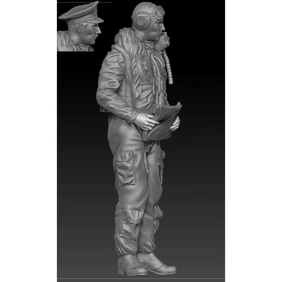 AIMS 24F001 1/24 RAF/FAA 1950's Pilot w/Flying Helmet & FAA Peaked Cap - Model Figures