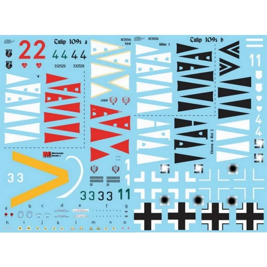 AIMS 32D016 1/32 Tulip Messerschmitt Bf-109s Decals
