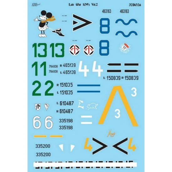 AIMS 32D026 Decals for 1/32 Late War Messerschmitt Bf 109s Vol. 2 - Model Planes