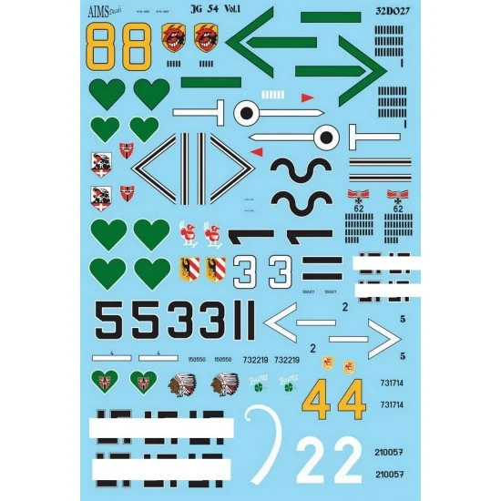 AIMS 32D027 Decals for 1/32 Jagdgeschwader 54 Vol. 1 - Model Planes