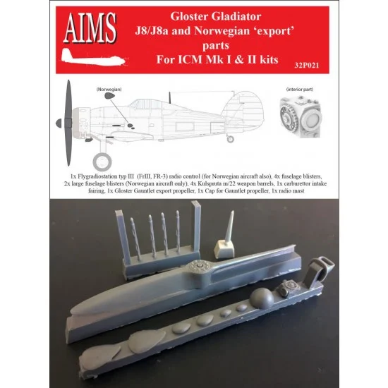 AIMS 32P021 1/32 J8/J8a & Norwegian Export Detail Parts for ICM Mk.I & II kits - Model Planes
