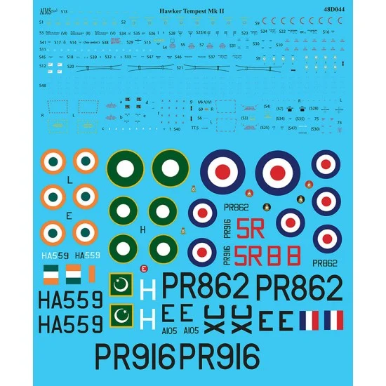 AIMS 48D044 1/48 Hawker Tempest Mk.II Decal - Model Planes