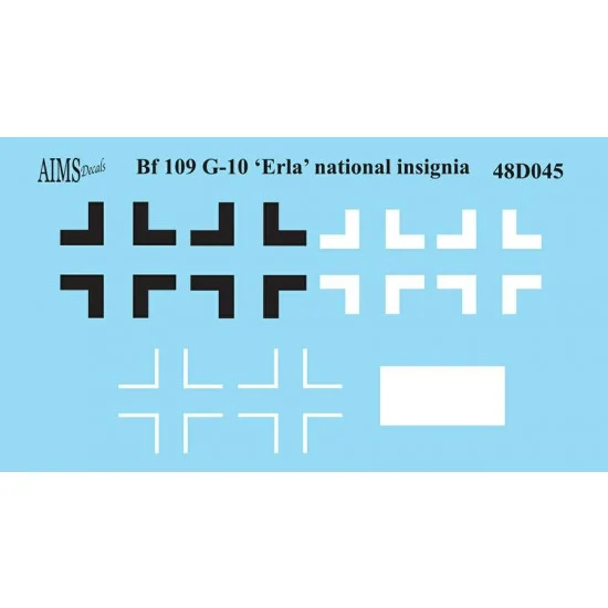 AIMS 48D045 1/48 Messerschmitt Bf-109G-10 Erla National Insignias Decal
