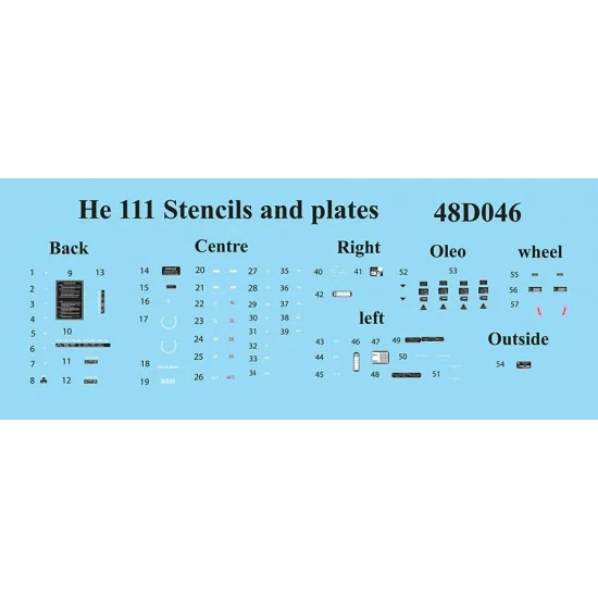 AIMS 48D046 1/48 Heinkel He-111 Stencils and Plates Decal