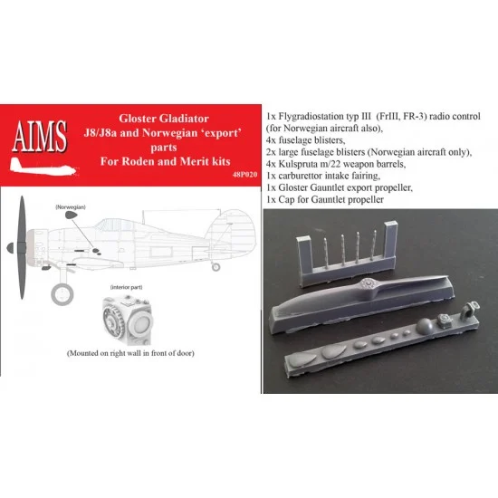 AIMS 48P020 1/48 J8/J8a & Norwegian Export Detail Parts for Roden & Merit kits - Model Planes