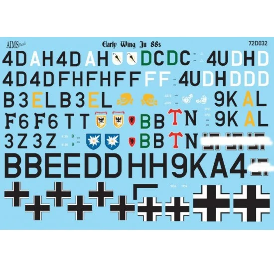 AIMS 72D032 1/72 Early Wing Junkers Ju 88s Decals - Model Planes