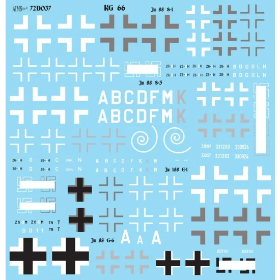 AIMS 72D037 Decals for 1/72 Junkers Ju 88 "KG 66" - Model Planes