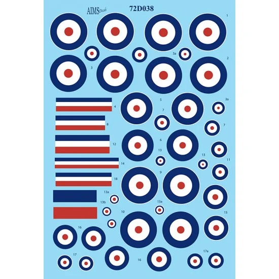 AIMS 72D038 1/72 RFC/RAF Roundels Decal - Model Planes