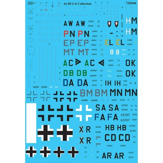 AIMS 72D040 1/72 Junkers Ju-88G-6 Decals Collection