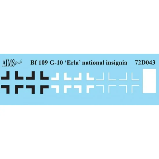 AIMS 72D043 1/72 Messerschmitt Bf-109G-10 Erla National Insignias Decal