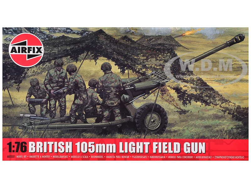 Level 1 Model Kit British 105mm Light Field Gun with 3 Scheme Options 1/76 Plastic Model Kit by Airfix - Accessories