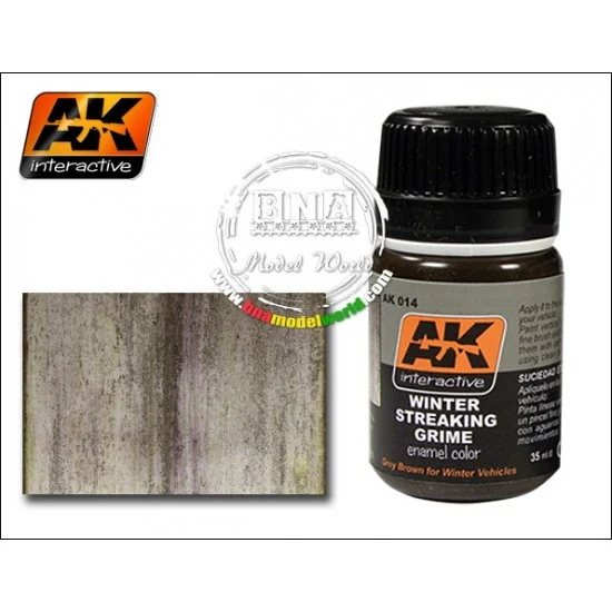AK Interactive AK-014 Enamel Paint - Winter Streaking Grime (Grey Brown for Winter Vehicles) 35ml