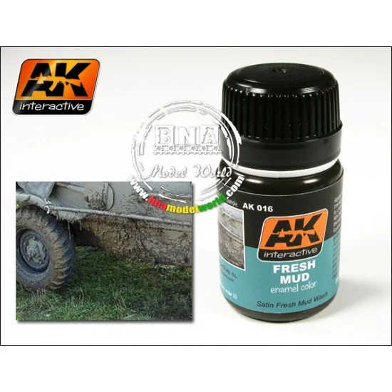 AK Interactive AK-016 Enamel Paint - Fresh Mud (Satin Fresh Mud Wash) 35ml