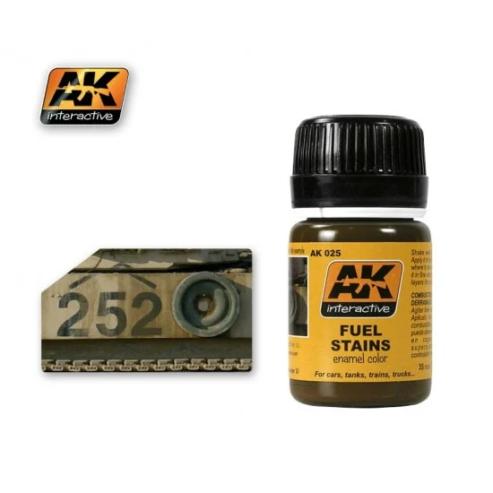 AK Interactive AK-025 Enamel Paint - Fuel Stains for Tanks, Cars, Trucks, Trains... 35ml